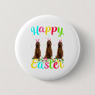 Badge Rond 5 Cm Lapin de Pâques drôle Bunny Setter Irlandais Chien