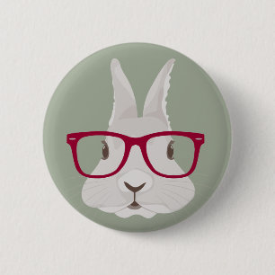 Badge Rond 5 Cm Lapin de Pâques drôle de hippie avec les verres