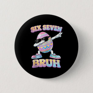 Badge Rond 5 Cm Lapin de Pâques drôle six sept bruh 6 7 meme œufs