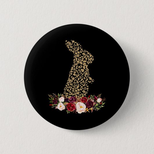 Badge Rond 5 Cm Lapin de Pâques Floral Léopard Guépard Impression (Devant)