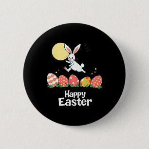 Badge Rond 5 Cm Lapin de Pâques heureux tenue de Pâques Nid d'oeuf