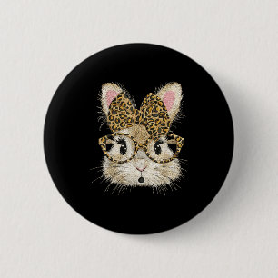 Badge Rond 5 Cm lapin de Pâques lunettes mignonnes léopard lapin