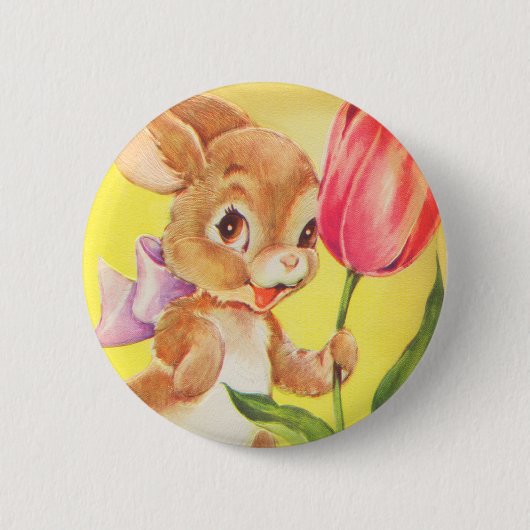 Badge Rond 5 Cm Lapin de Pâques mignon (Devant)