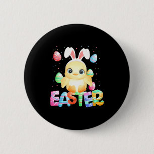 Badge Rond 5 Cm Lapin de Pâques Poussin Poulet de Pâques Design