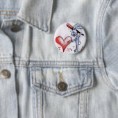 Badge Rond 5 Cm Lapin de Valentine (En situation)