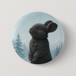 Badge Rond 5 Cm Lapin d'hiver paisible