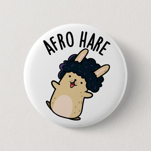 Badge Rond 5 Cm Lapin Drôle De Lièvre Afro Avec Pun Afro (Devant)