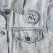 Badge Rond 5 Cm Lapin et Oiseaux de Neige (En situation)