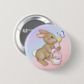 Badge Rond 5 Cm Lapin et panier de Pâques (Devant & derrière)
