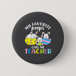 Badge Rond 5 Cm Lapin Favori Professeur Étudiant Joyeuses Pâques