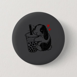 Badge Rond 5 Cm Lapin Holland Lop aime le thé Boba Bunny & Bub