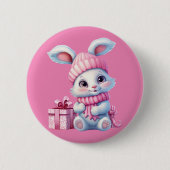 Badge Rond 5 Cm Lapin lapin d'hiver (Devant)
