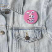 Badge Rond 5 Cm Lapin lapin d'hiver (En situation)