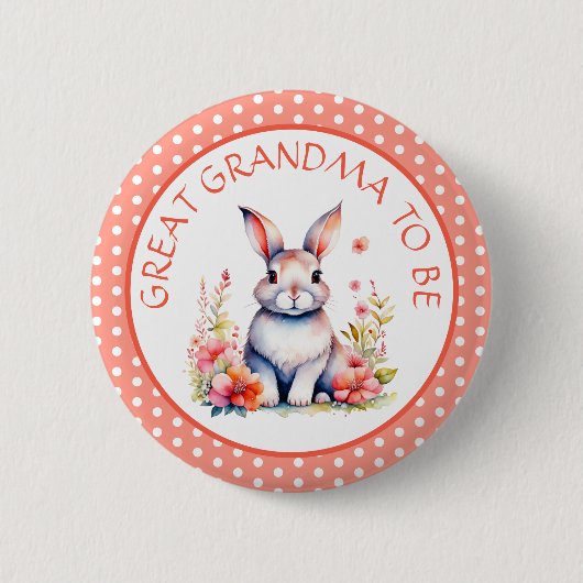 Badge Rond 5 Cm Lapin lapin en fleurs grand-mère pour être Baby sh (Devant)