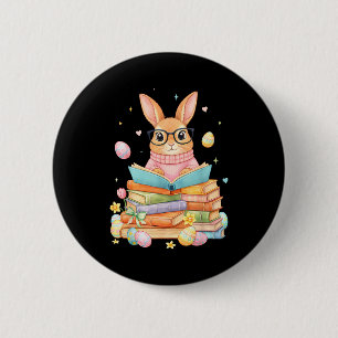 Badge Rond 5 Cm Lapin lisant un lapin drôle pour enfants filles ga