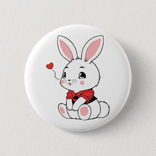 Badge Rond 5 Cm Lapin mignon adorable (Devant)