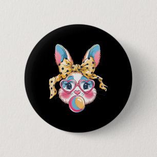 Badge Rond 5 Cm Lapin Mignon Visage de Lapin Tie Dye Gles Fille Jo