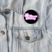 Badge Rond 5 Cm Lapin Neige Rose d'hiver (En situation)