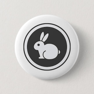 Badge Rond 5 Cm Lapin noir et blanc