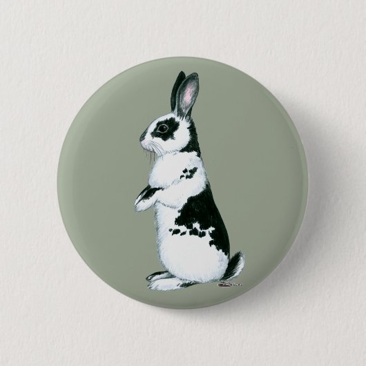 Badge Rond 5 Cm Lapin : Noir et Blanc (Devant)