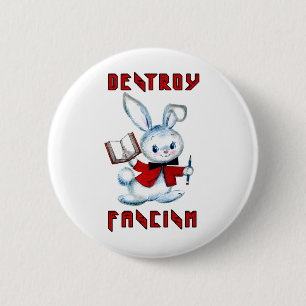Badge Rond 5 Cm Lapin Rétro Mignon - Détruire le Fascisme