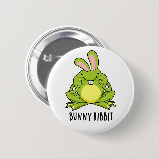 Badge Rond 5 Cm Lapin Ribbit Funny Lapin Frog Pun (Devant & derrière)