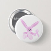 Badge Rond 5 Cm Lapin rose de ruban (Devant & derrière)