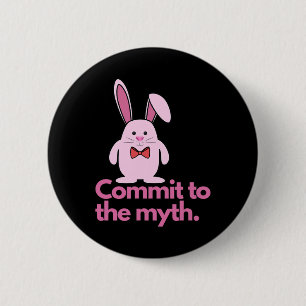 Badge Rond 5 Cm Lapin Rose S'engage envers le Mythe de Pâques Lapi