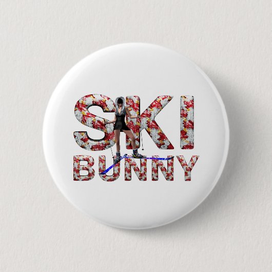 Badge Rond 5 Cm Lapin SUPÉRIEUR de ski (Devant)