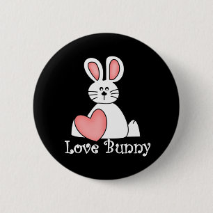 Badge Rond 5 Cm Lapin Valentine d'amour