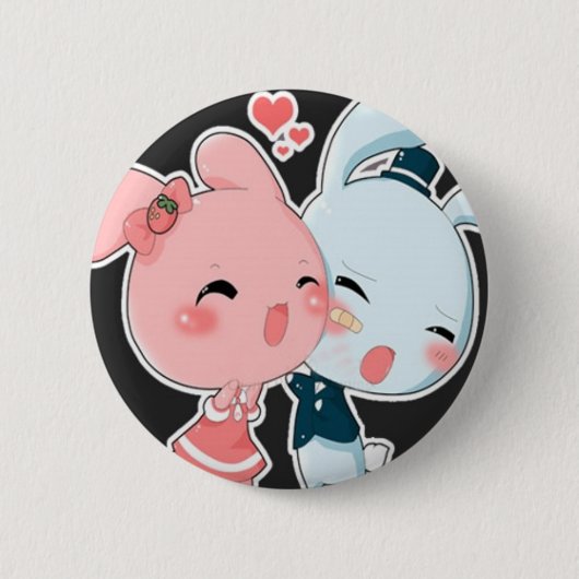 Badge Rond 5 Cm Lapins d'amour (Devant)