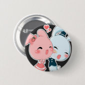 Badge Rond 5 Cm Lapins d'amour (Devant & derrière)