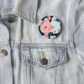 Badge Rond 5 Cm Lapins d'amour (En situation)
