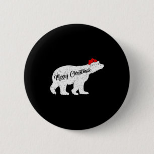 Badge Rond 5 Cm Lar Bear amoureux des animaux Noël Chapeau de Père