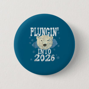 Badge Rond 5 Cm Lar Bear Plongeon - Plongeant dans l'eau froide du