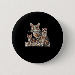 Badge Rond 5 Cm L'Art D'Organiser Des Roches En Forme De Chat S