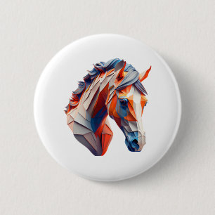 Badge Rond 5 Cm L'art du cheval Abstrait Un tour coloré sur la fau