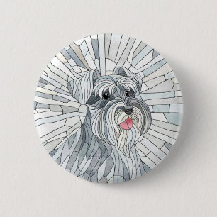 Badge Rond 5 Cm L'art mosaïque de Schnauzer miniature
