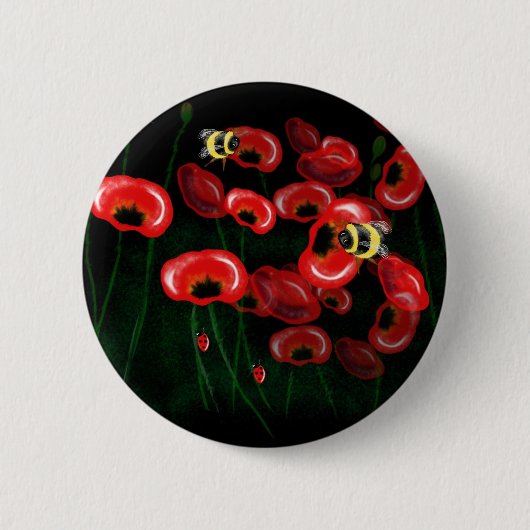 Badge Rond 5 Cm L'art POPPY et BEE (Devant)