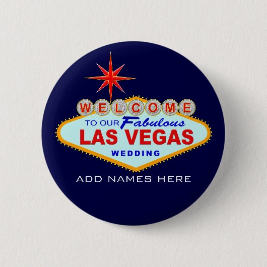 Badge Rond 5 Cm Las Vegas épousant le bouton (Devant)