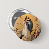 Badge Rond 5 Cm L'Assomption de la Vierge Marie (Devant & derrière)