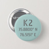 Badge Rond 5 Cm Latitude et longitude K2 (Devant & derrière)