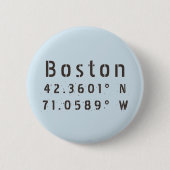 Badge Rond 5 Cm Latitude Longitude de Boston (Devant)