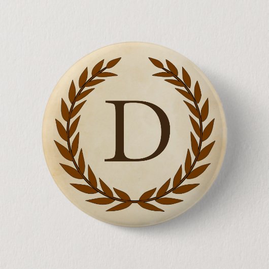 Badge Rond 5 Cm Laurel Wreath sur le parchemin Monogramme initial (Devant)