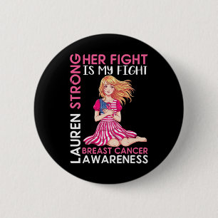 Badge Rond 5 Cm Lauren Forte Sensibilisation au cancer du sein Son