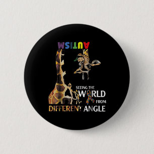 Badge Rond 5 Cm L'Autisme De La Girafe Voir Le Monde De Différents