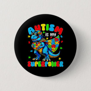 Badge Rond 5 Cm L'autisme est Superwer Puzzle Dinosaure Hommes Aut