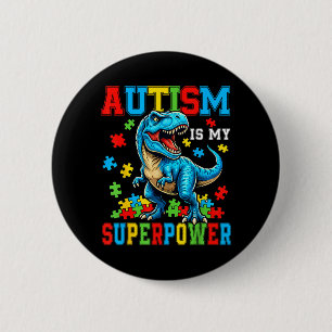 Badge Rond 5 Cm L'autisme est un Dino T-Rex Monster Truck Enfants