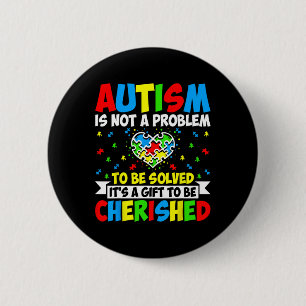 Badge Rond 5 Cm L'Autisme N'Est Pas Un Problème À Résoudre - L'Aut