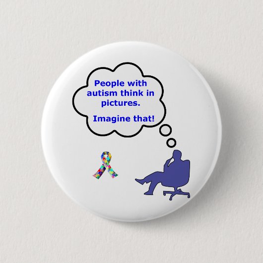 Badge Rond 5 Cm L'autisme/pensent dans les images (Devant)